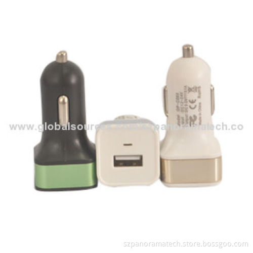 USB Car Chargers, 3.1A Output, 12-24V Input, 5V-1,000mAh, 5V-2,100mA, Support all Phones